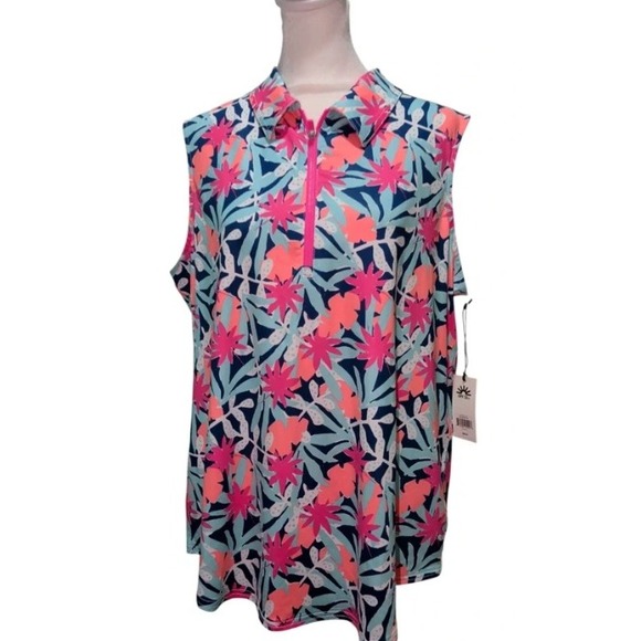 Jofit Tops - Jofit Sleeveless Golf Polo Womens XXL Multicolor Floral UPF 50+ NWT